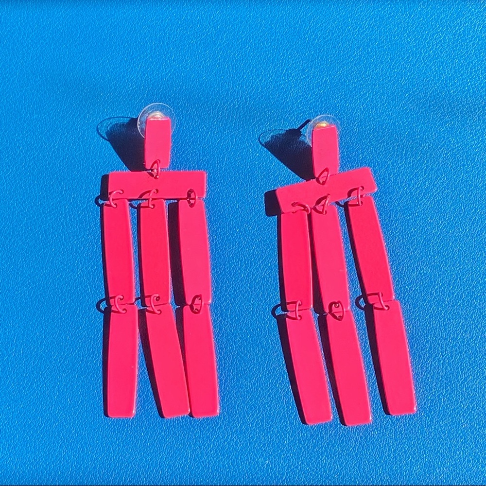 Bright Pink Dangling Statement Earrings